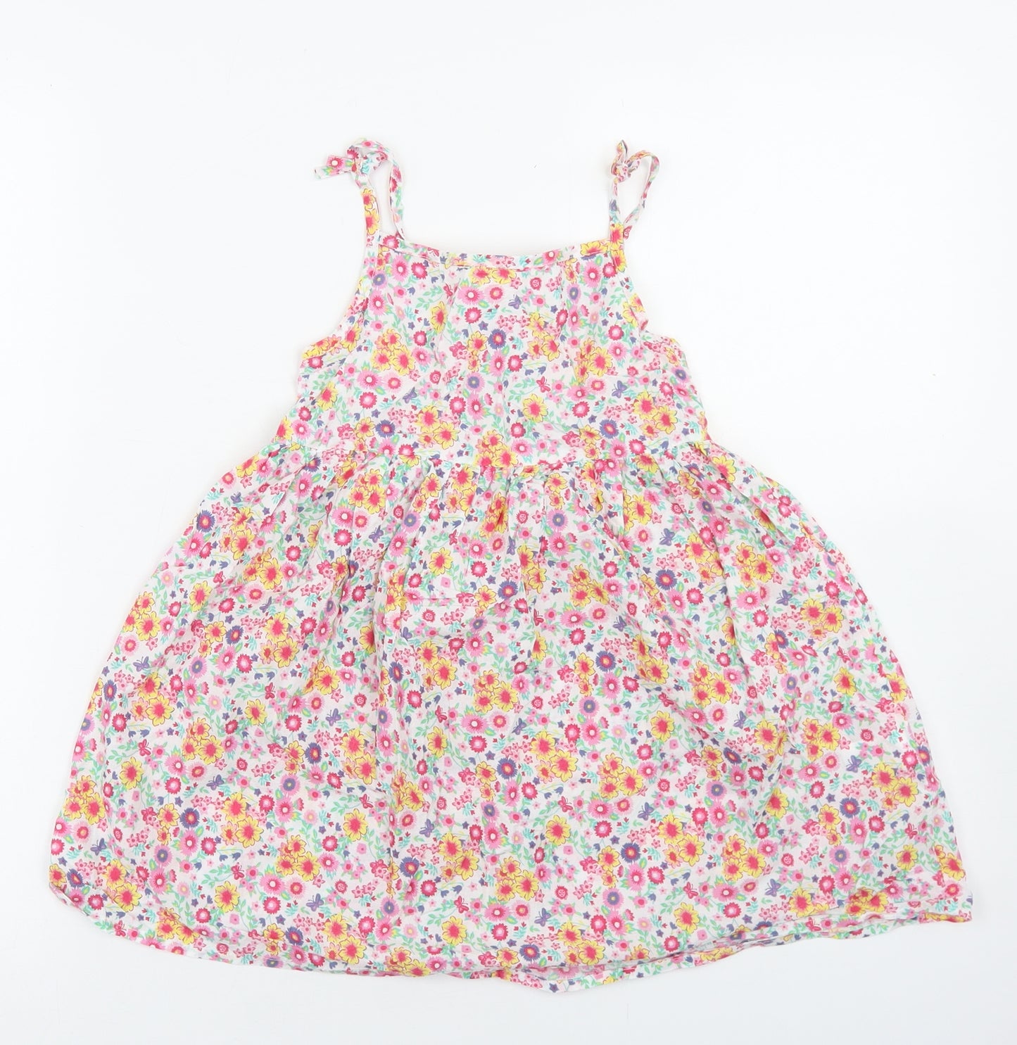 Primark Girls Pink Floral Cotton Skater Dress  Size 4-5 Years  Square Neck