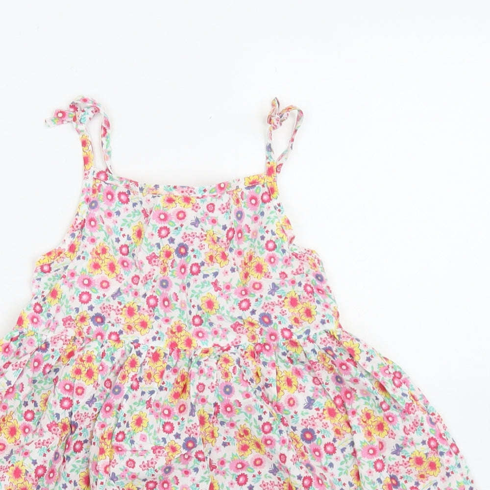 Primark Girls Pink Floral Cotton Skater Dress  Size 4-5 Years  Square Neck