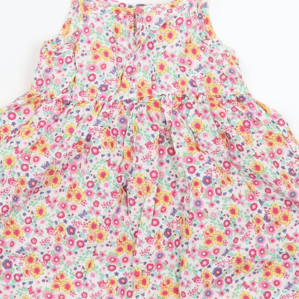 Primark Girls Pink Floral Cotton Skater Dress  Size 4-5 Years  Square Neck