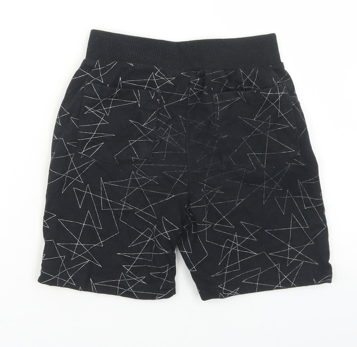 Pep & Co Boys Black Geometric Cotton Sweat Shorts Size 6-7 Years  Regular Drawstring