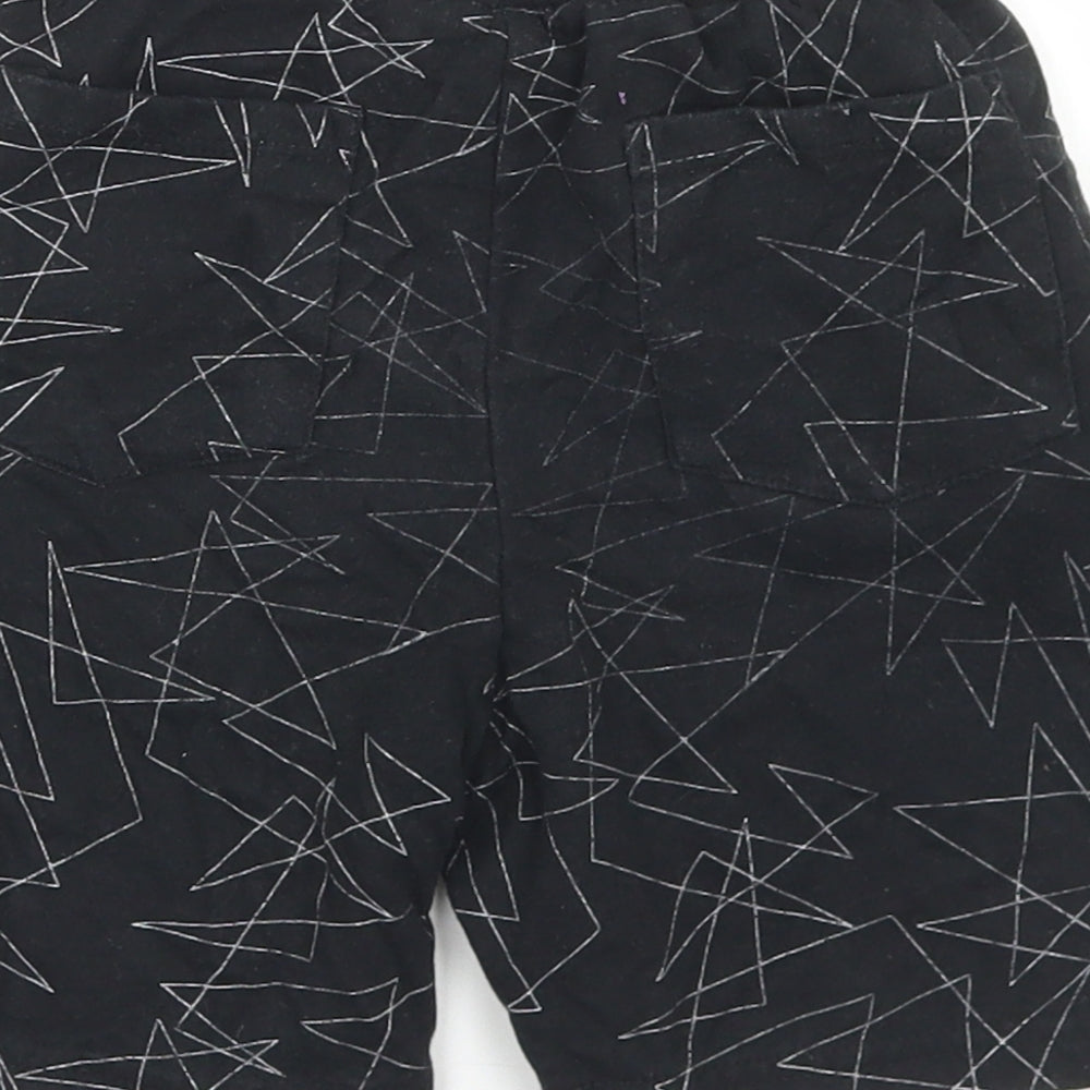 Pep & Co Boys Black Geometric Cotton Sweat Shorts Size 6-7 Years  Regular Drawstring