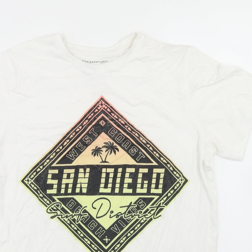 Primark Boys White  Cotton Basic T-Shirt Size 12-13 Years Crew Neck  - San Diego