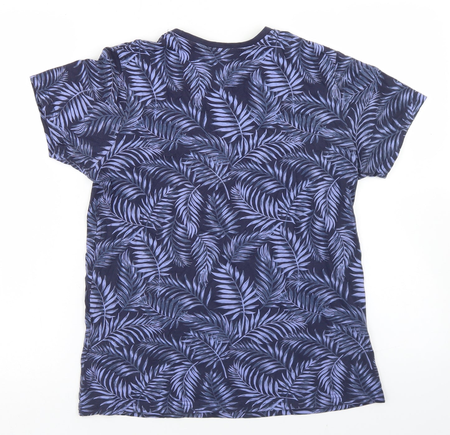 Primark Boys Blue Floral Cotton Basic T-Shirt Size 12-13 Years Crew Neck
