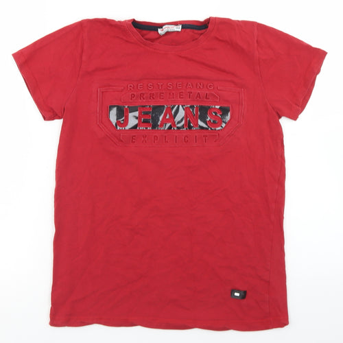 Wi&Magico Boys Red  Cotton Basic T-Shirt Size 12-13 Years Collared