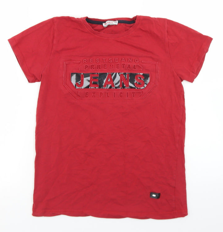 Wi&Magico Boys Red  Cotton Basic T-Shirt Size 12-13 Years Collared
