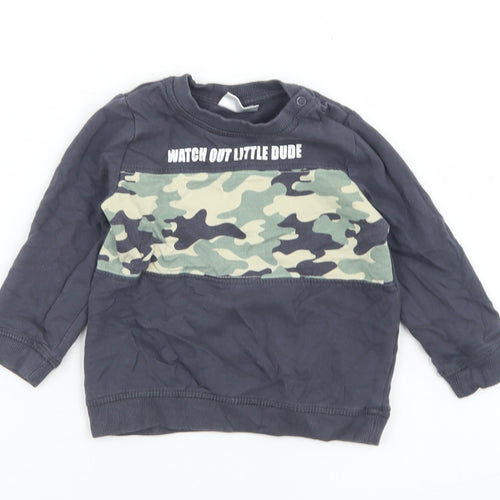 So Cute Boys Grey Camouflage Cotton Basic T-Shirt Size 18-24 Months Collared Snap