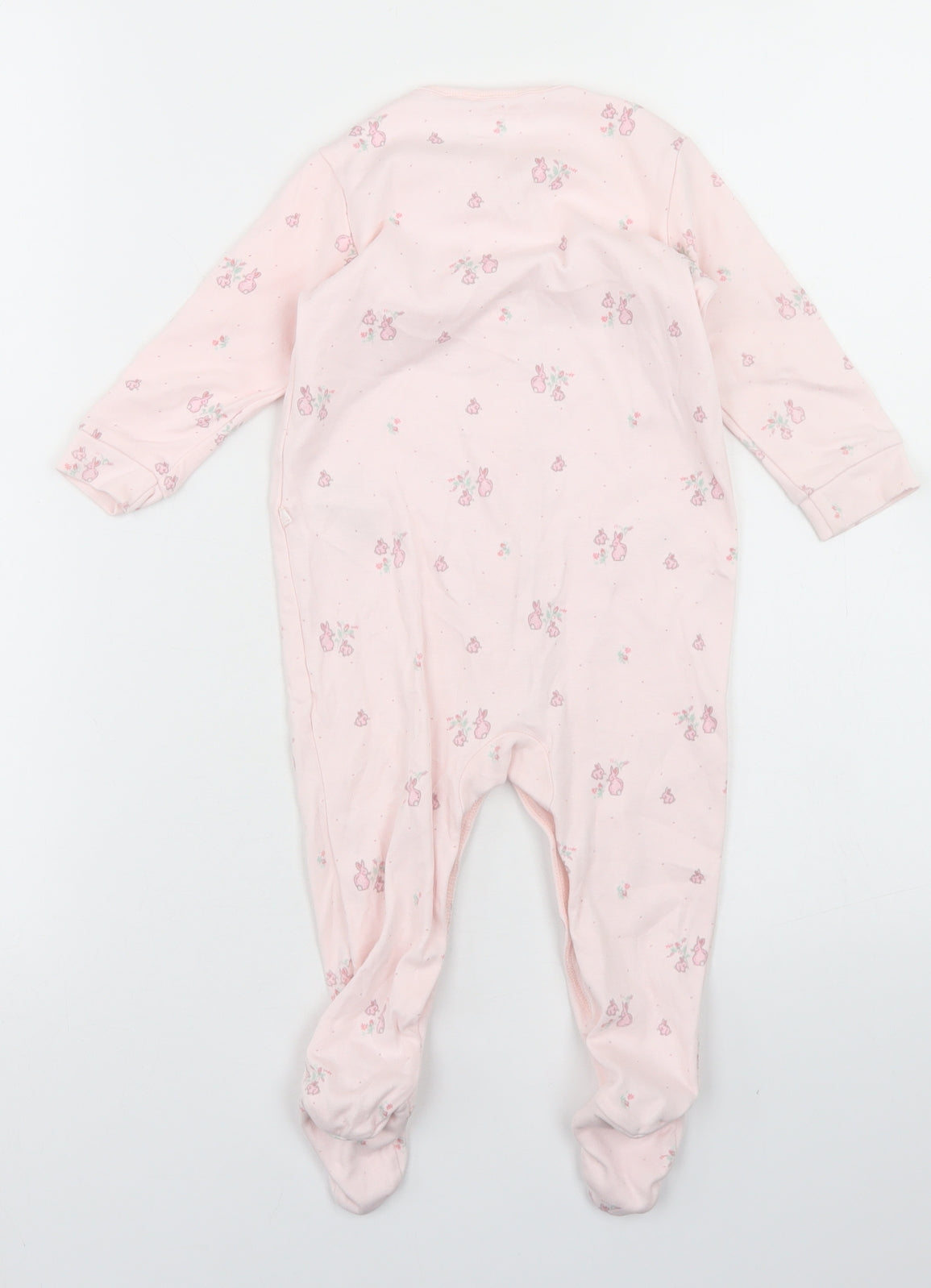 NEXT Girls Pink Floral Cotton Babygrow One-Piece Size 9-12 Months  Snap