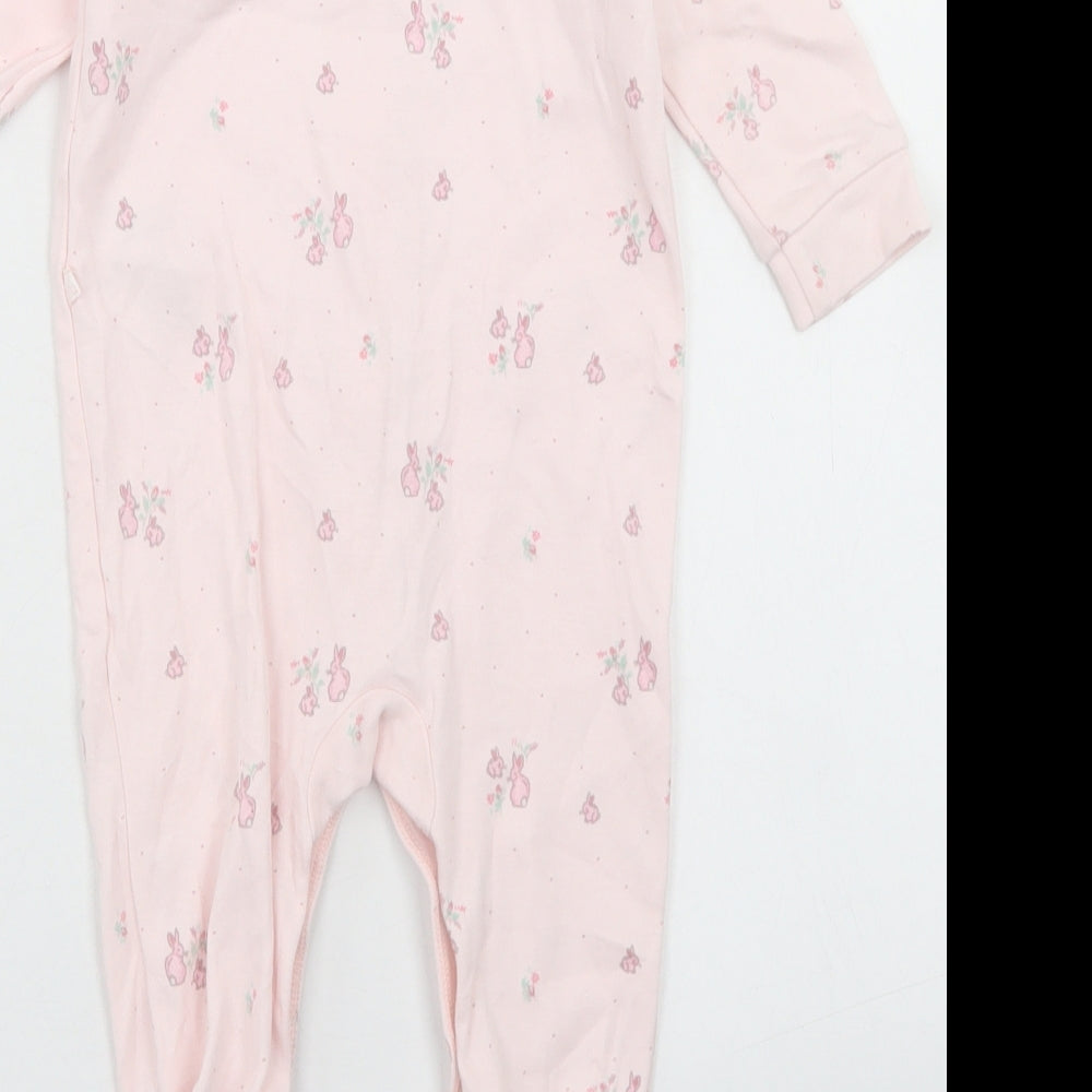 NEXT Girls Pink Floral Cotton Babygrow One-Piece Size 9-12 Months  Snap