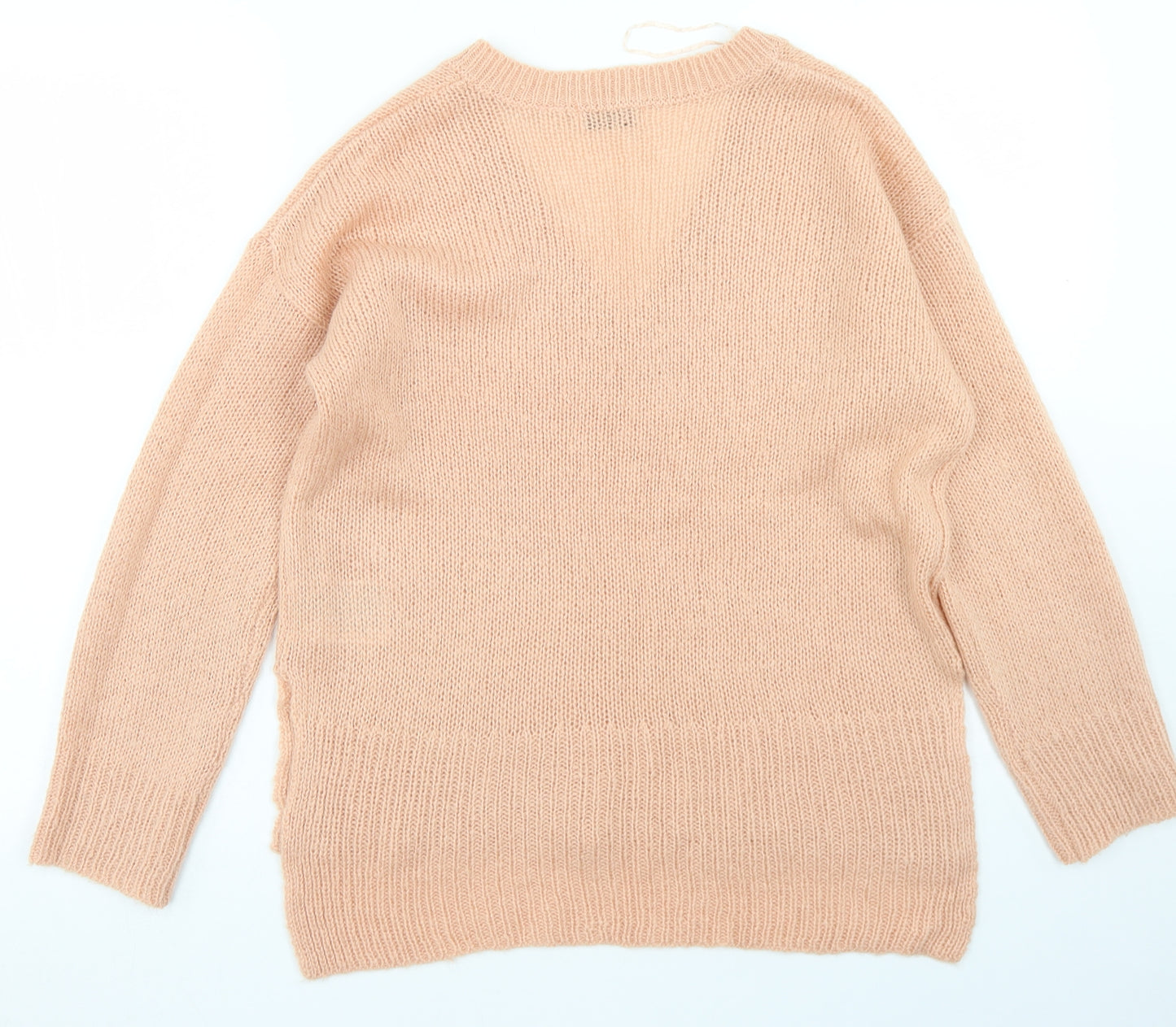 Brave Soul Womens Pink V-Neck  Acrylic Pullover Jumper Size XS