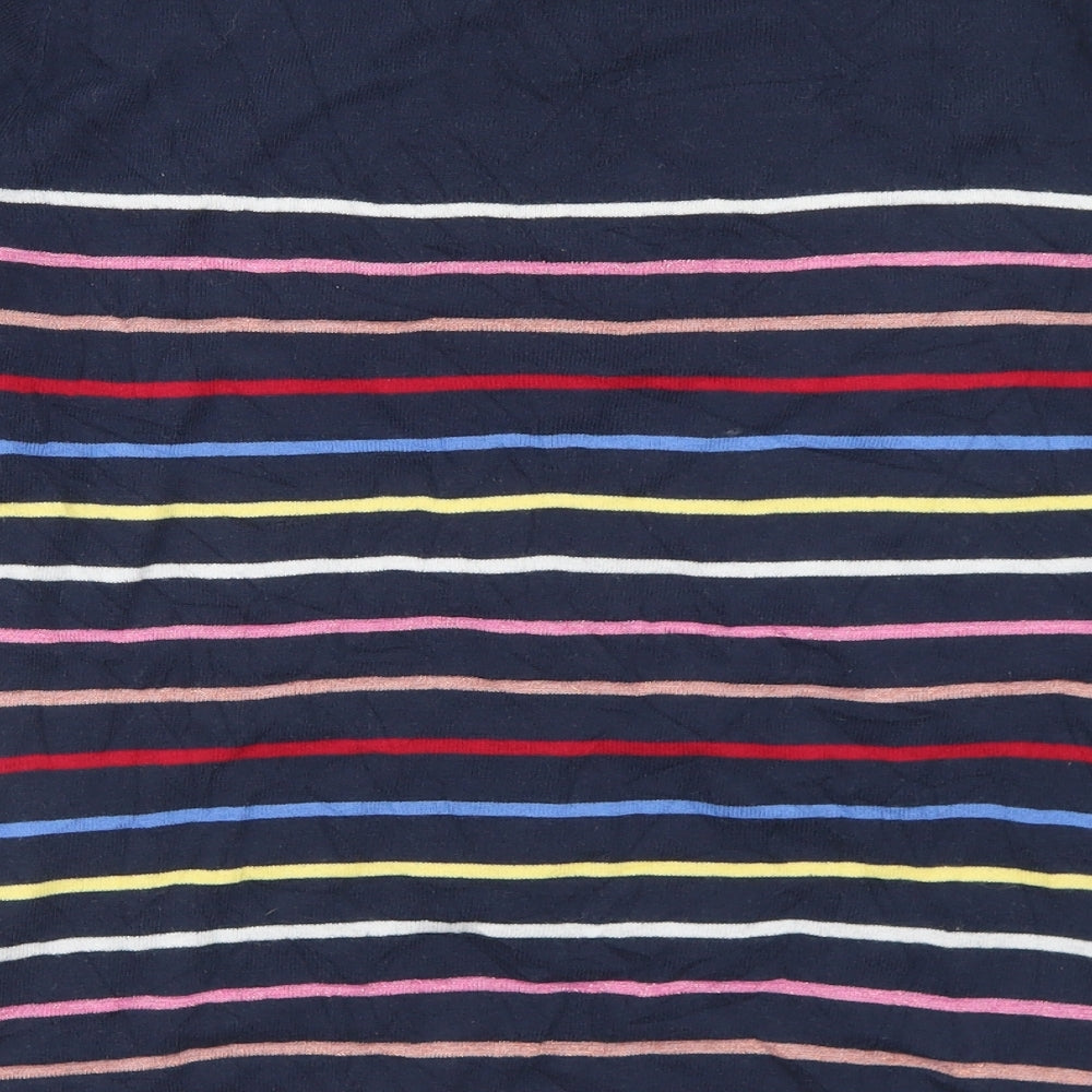 NEXT Womens Blue Round Neck Striped Cotton Pullover Jumper Size 14