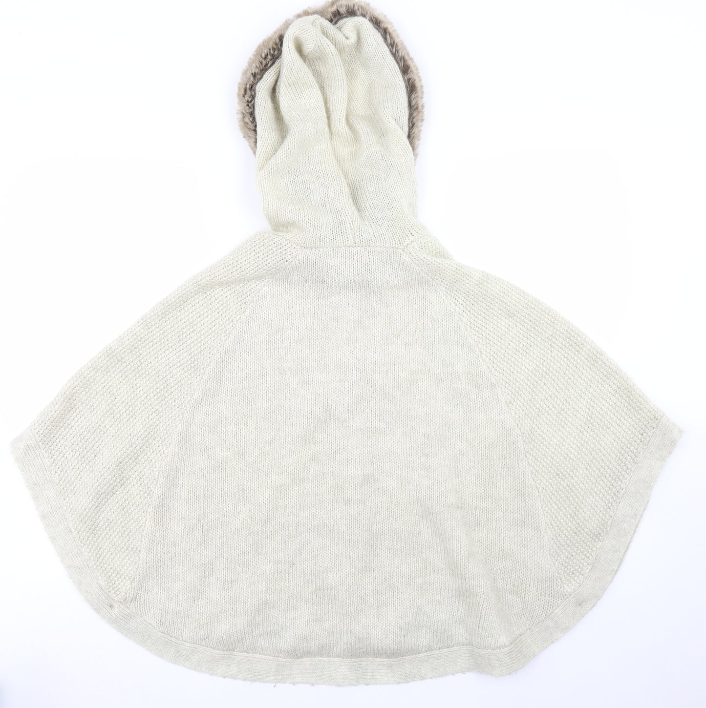 Be Beau Womens Beige Crew Neck  Acrylic Cardigan Jumper Size 16   - Poncho Style