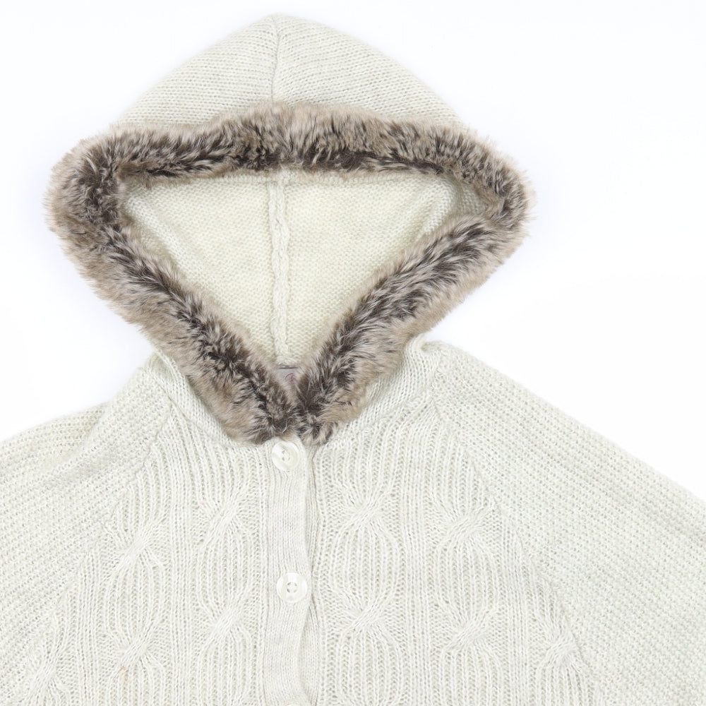 Be Beau Womens Beige Crew Neck  Acrylic Cardigan Jumper Size 16   - Poncho Style