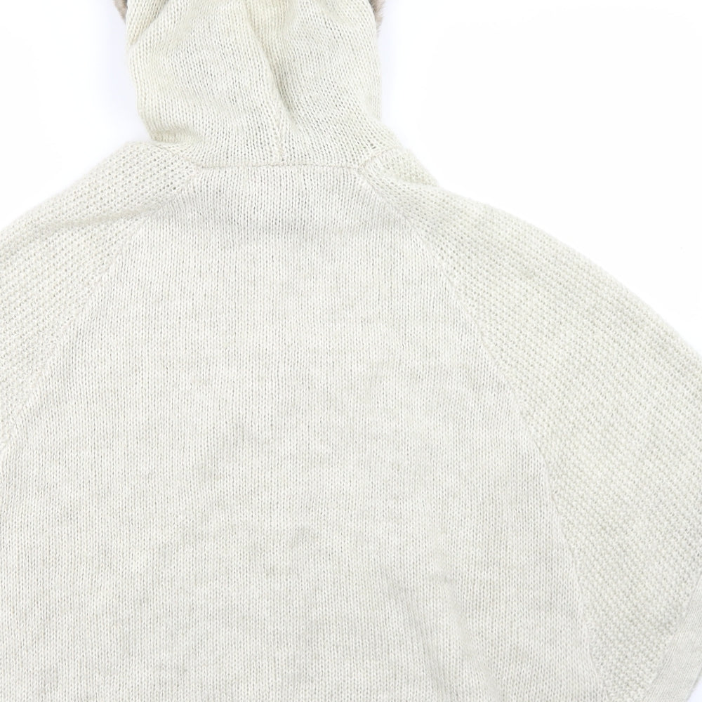 Be Beau Womens Beige Crew Neck  Acrylic Cardigan Jumper Size 16   - Poncho Style