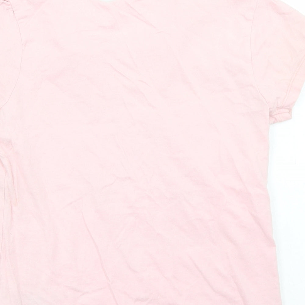 Primark Girls Pink  Cotton Basic T-Shirt Size 7-8 Years Crew Neck  - Unicorn