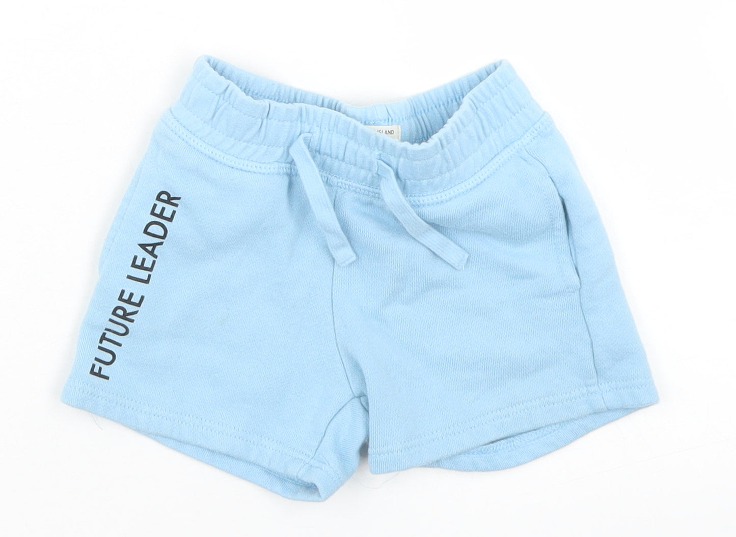 River Island Boys Blue  Cotton Cropped Trousers Size 9-12 Months  Drawstring - Future Leader