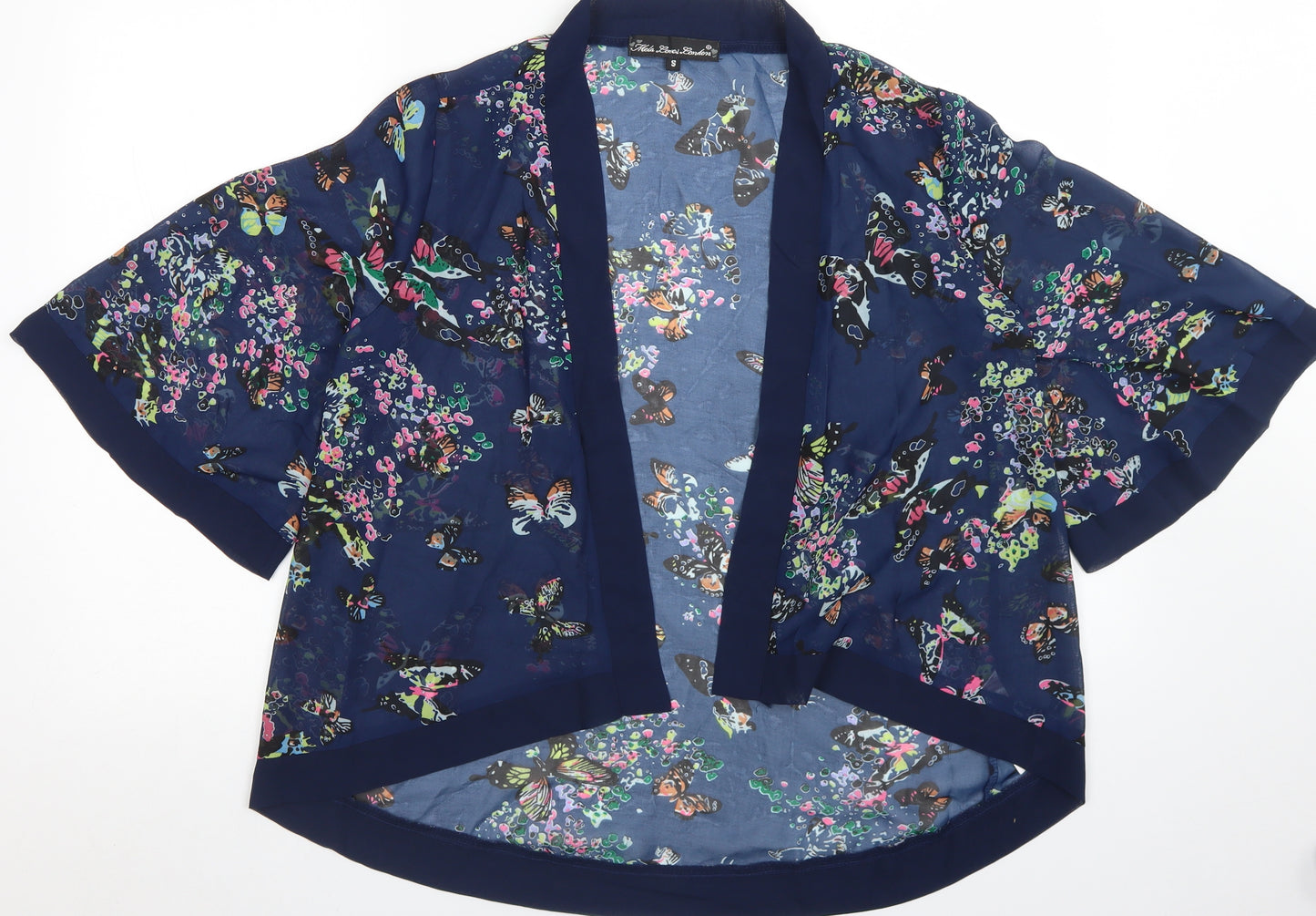 Mela London Womens Blue Floral  Kimono Jacket Size S