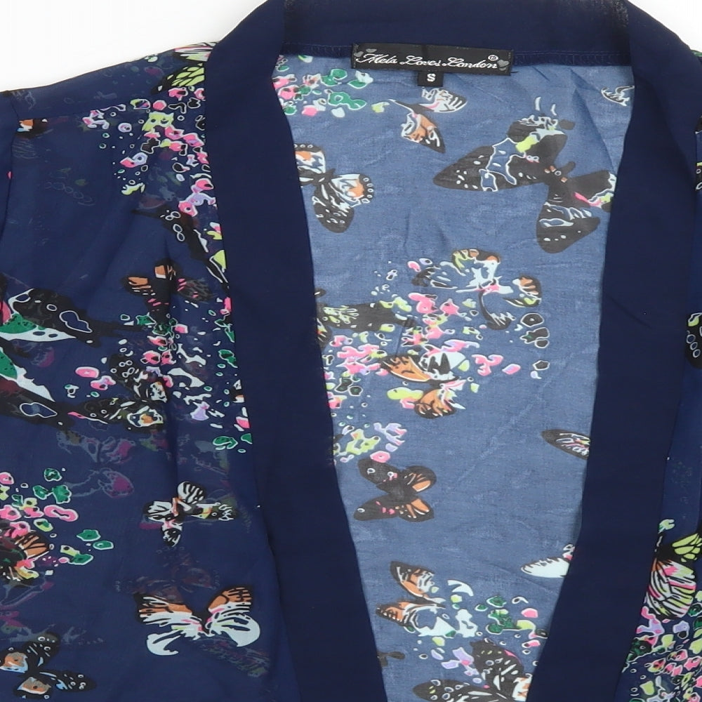 Mela London Womens Blue Floral  Kimono Jacket Size S