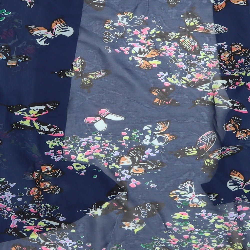 Mela London Womens Blue Floral  Kimono Jacket Size S