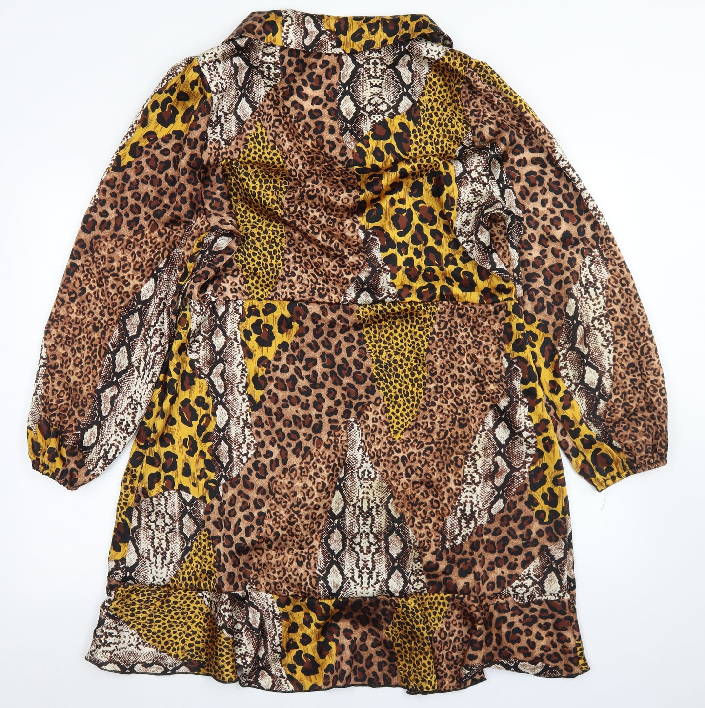 Quiz Womens Multicoloured Animal Print Polyester Wrap Dress  Size 16  V-Neck Button