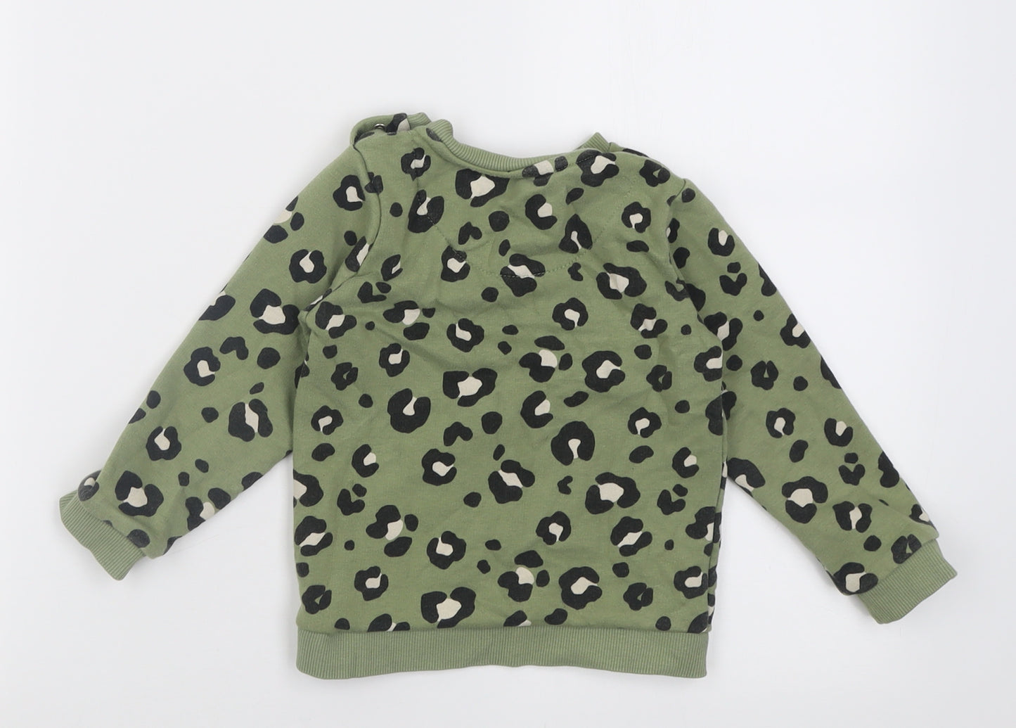F&F Girls Green Animal Print Cotton Pullover Jumper Size 18-24 Months  Pullover - Cool Kid