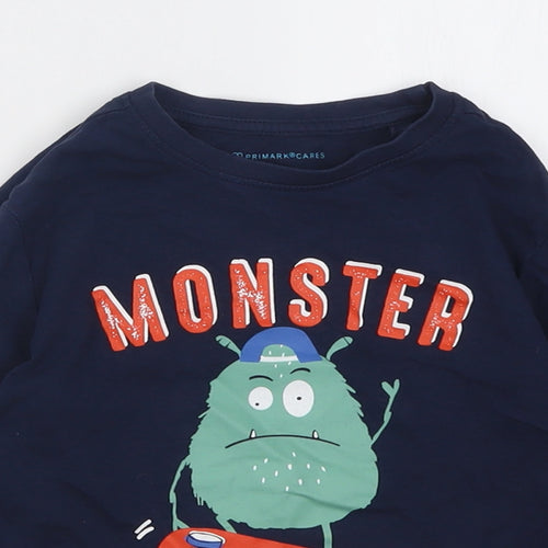 Primark Boys Blue  Cotton Basic Casual Size 4-5 Years Crew Neck Pullover - Monster Skate