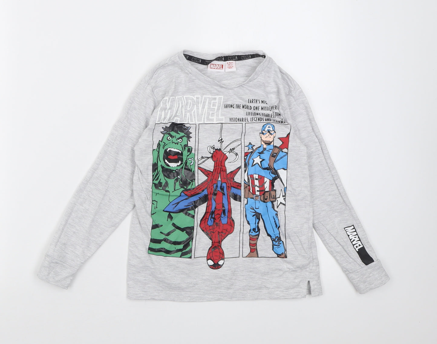 prtimark Boys Grey  Cotton Basic Casual Size 4-5 Years Crew Neck Pullover - Spider Man