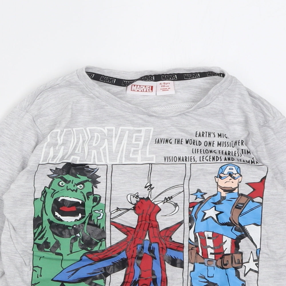 prtimark Boys Grey  Cotton Basic Casual Size 4-5 Years Crew Neck Pullover - Spider Man