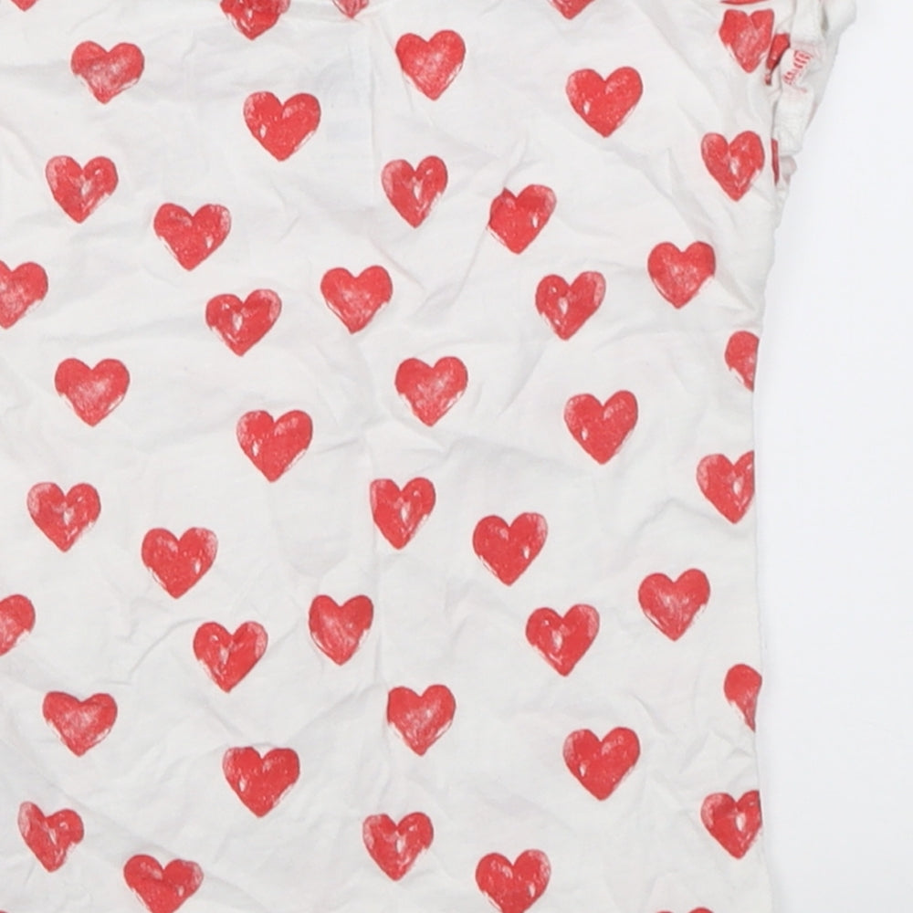 F&F Girls White Geometric Cotton Basic T-Shirt Size 2-3 Years Crew Neck Pullover - Heart pattern