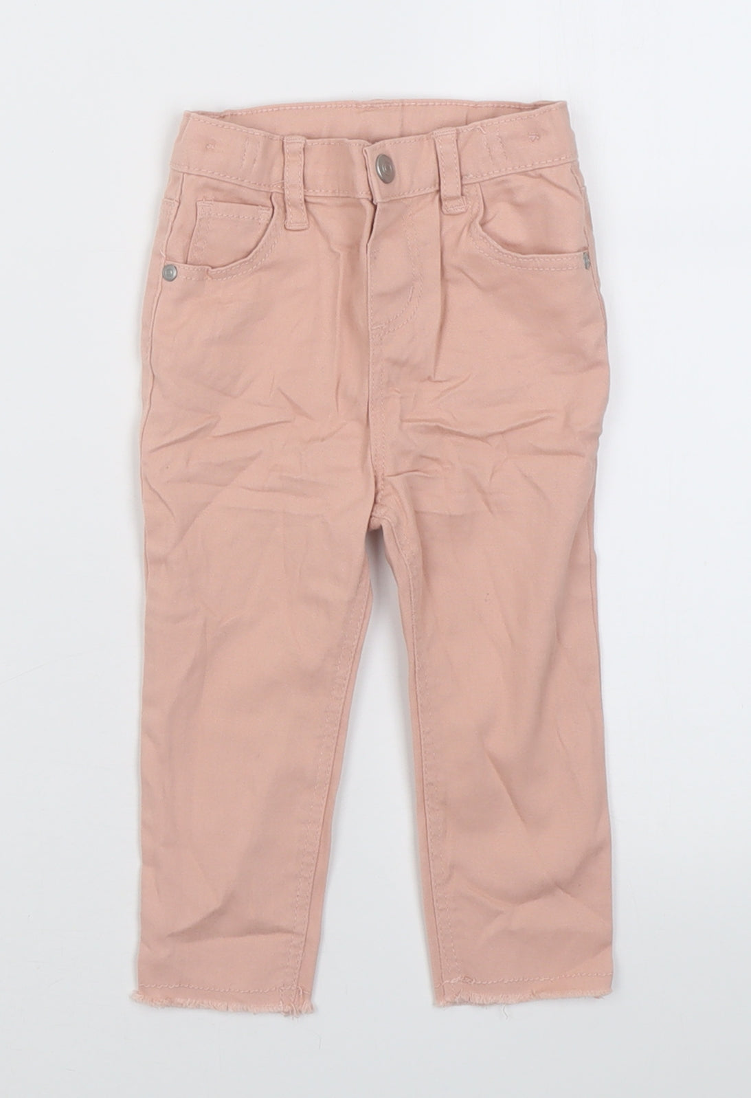 Primark Girls Pink  Cotton Jogger Trousers Size 12-18 Months  Button