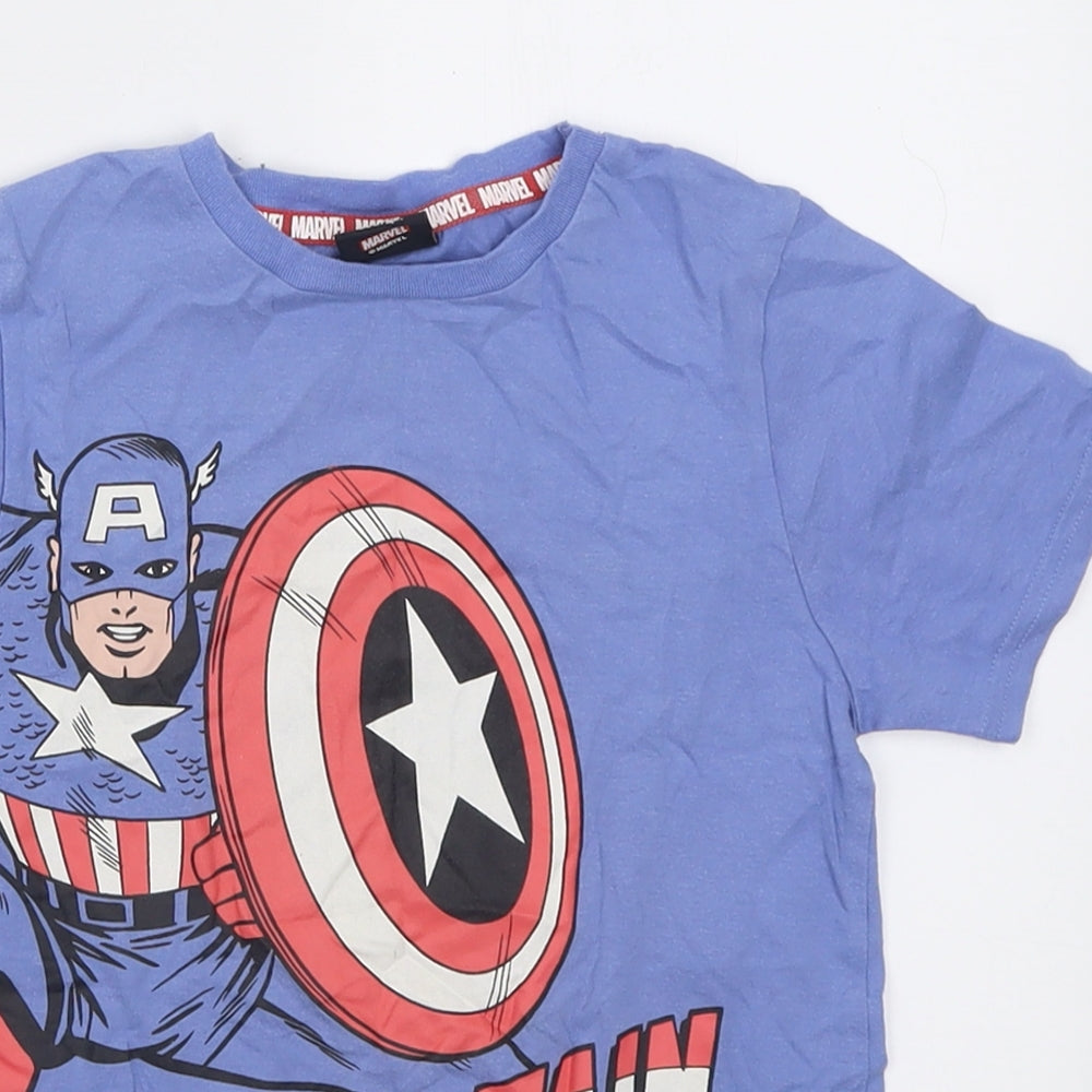 George Boys Blue  Cotton Basic T-Shirt Size 6-7 Years Crew Neck Pullover - Marvel