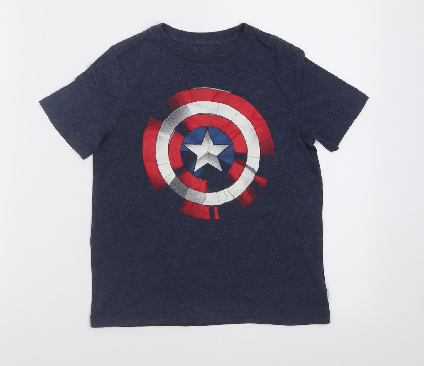 Gap Boys Blue  Cotton Basic T-Shirt Size 6-7 Years Crew Neck Pullover - Marvel