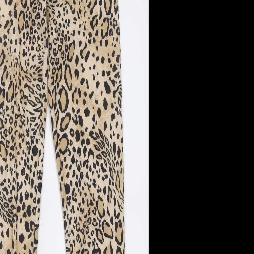 Miss Selfridge Womens Brown Animal Print Polyacrylate Fibre Capri Trousers Size 4 L27 in Regular