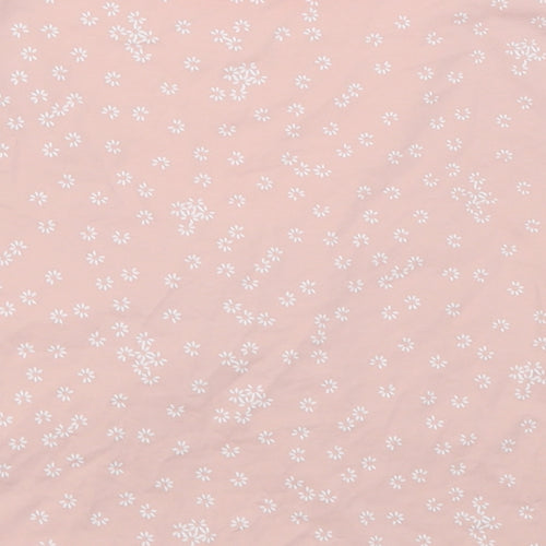 sgein Womens Pink Floral Cotton Cropped T-Shirt Size S V-Neck