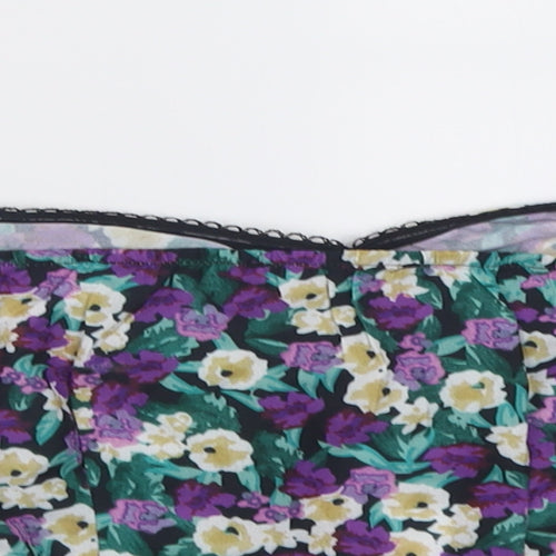 NaaNaa Womens Purple Floral Polyester Cropped Blouse Size 6 Sweetheart