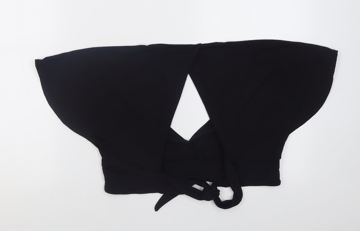 H&M Womens Black  Polyester Cropped Blouse Size M V-Neck