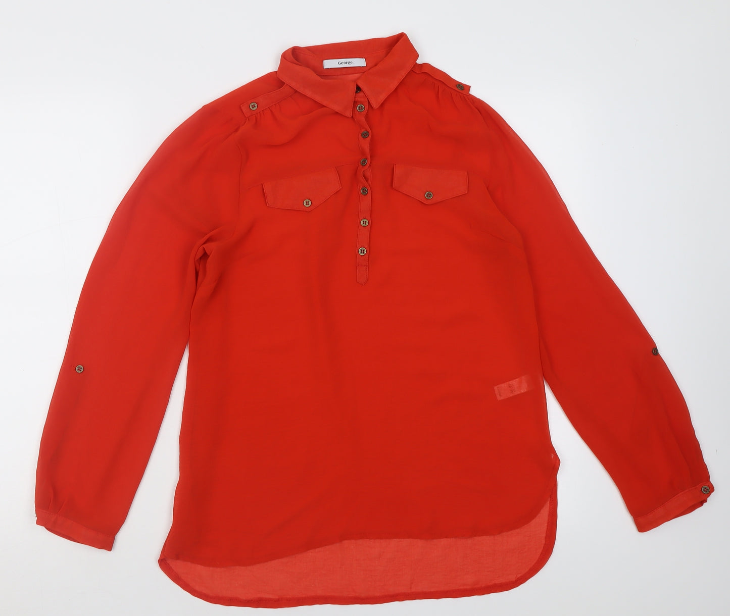 George Womens Orange  Polyester Basic Blouse Size 12 Collared