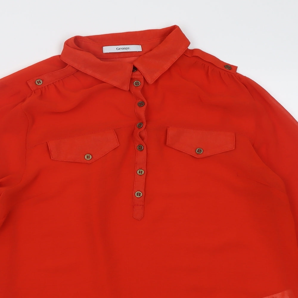 George Womens Orange  Polyester Basic Blouse Size 12 Collared