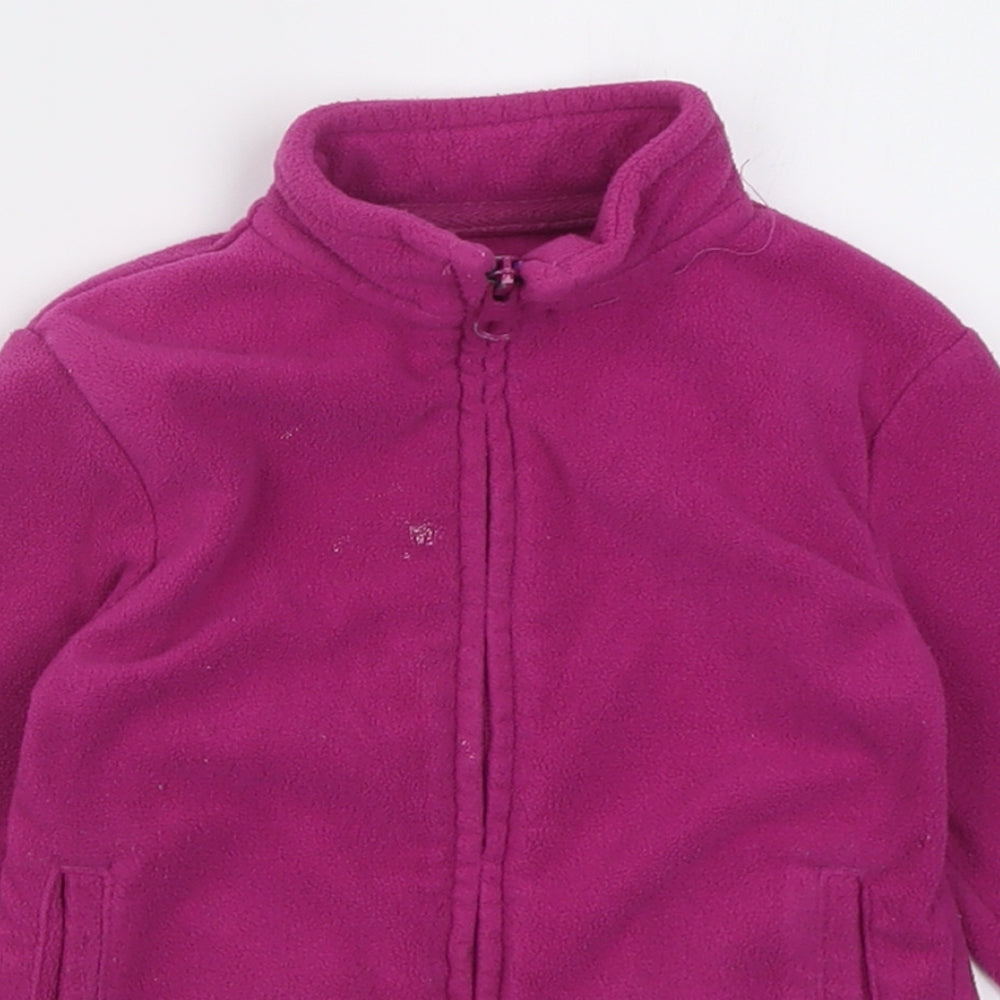 Dunnes Stores Girls Purple High Neck  Polyester Full Zip Jumper Size 3 Years  Zip