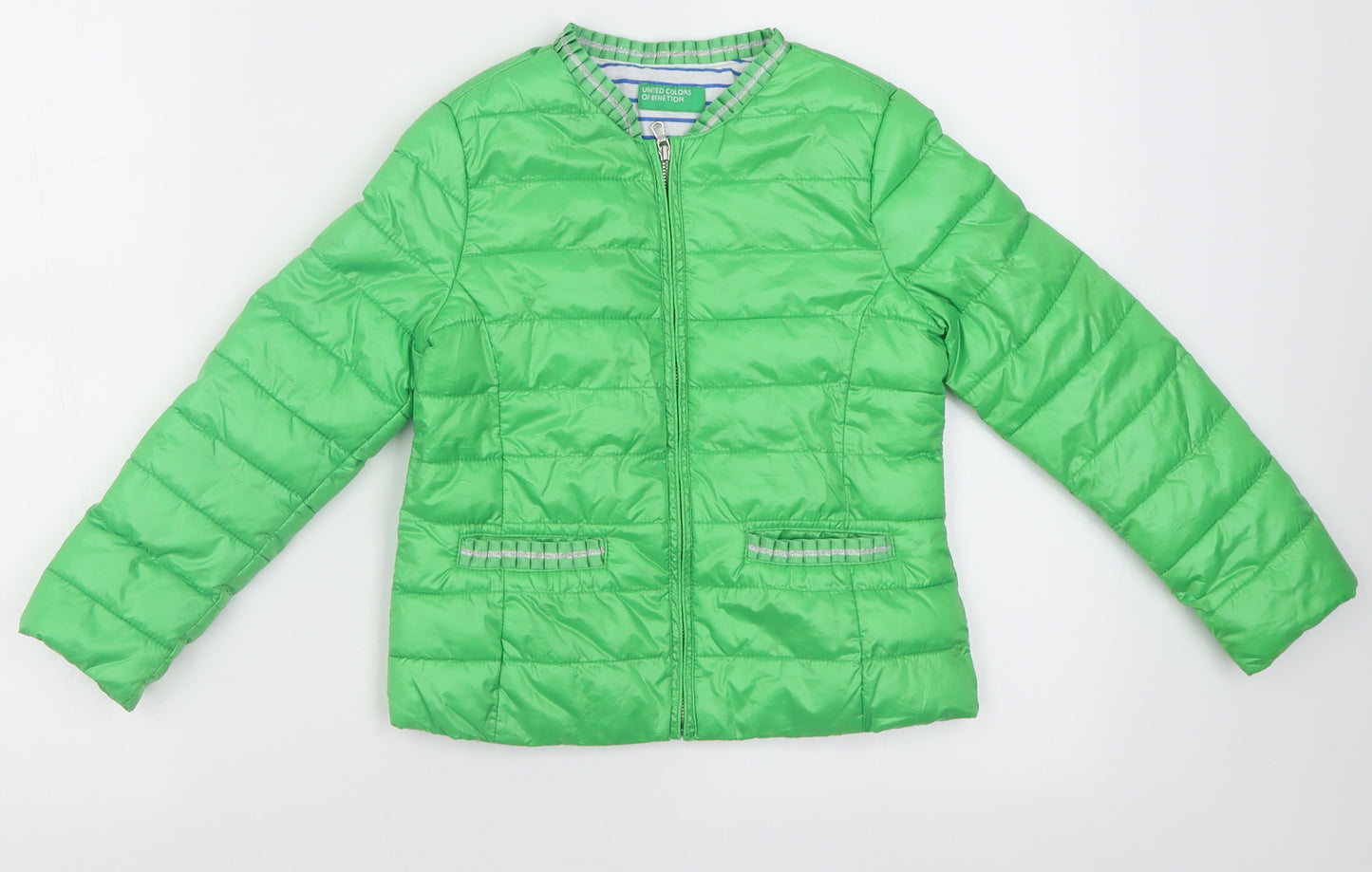 United Colors of Benetton Girls Green   Puffer Jacket Jacket Size 6-7 Years  Zip