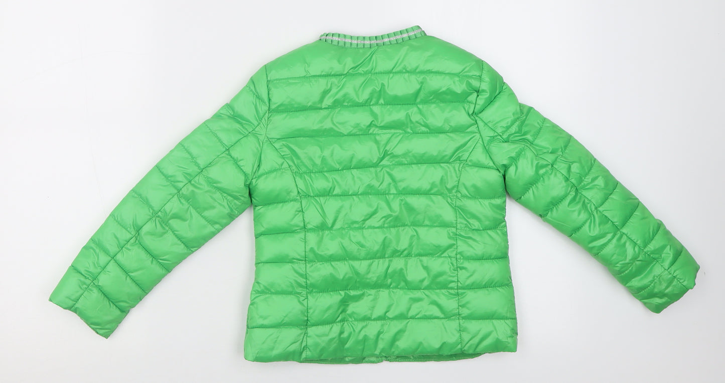 United Colors of Benetton Girls Green   Puffer Jacket Jacket Size 6-7 Years  Zip