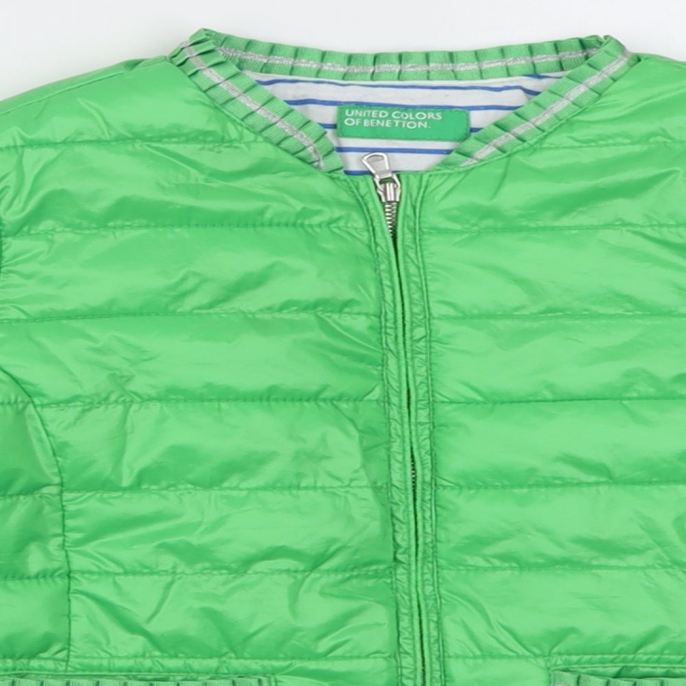 United Colors of Benetton Girls Green   Puffer Jacket Jacket Size 6-7 Years  Zip