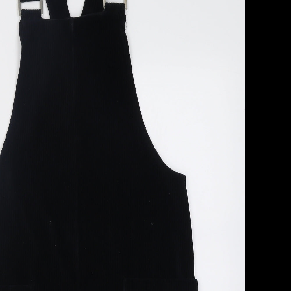 New Look Womens Black  Cotton Pinafore/Dungaree Dress  Size 10  Square Neck Pullover