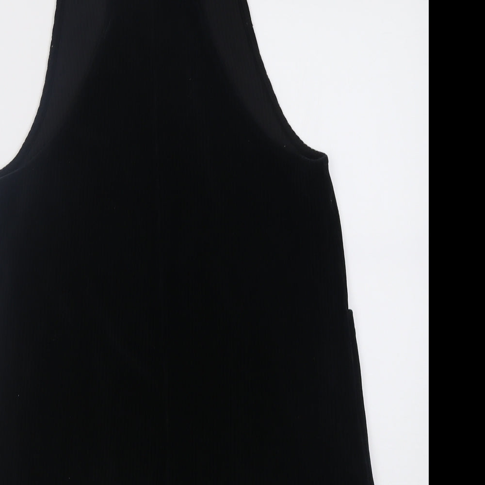 New Look Womens Black  Cotton Pinafore/Dungaree Dress  Size 10  Square Neck Pullover