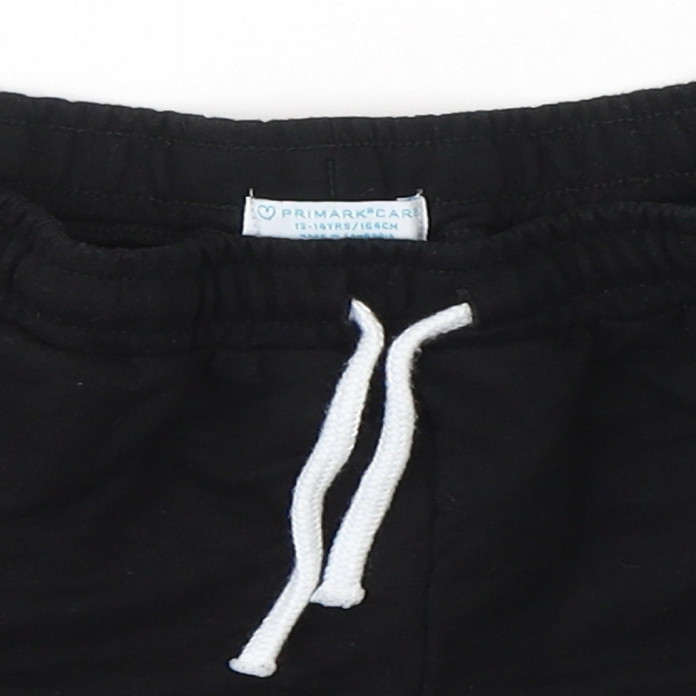Primark Girls Black  Cotton Hot Pants Shorts Size 13-14 Years  Regular Tie