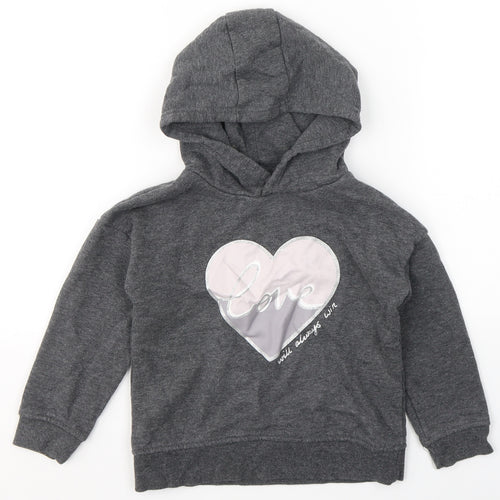 Primark Girls Grey  Cotton Pullover Hoodie Size 3-4 Years