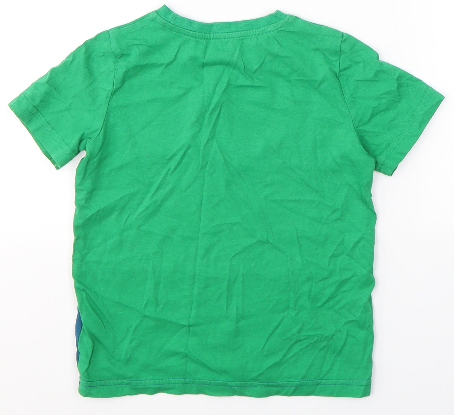 TU Boys Green Striped Cotton Basic T-Shirt Size 5 Years Round Neck