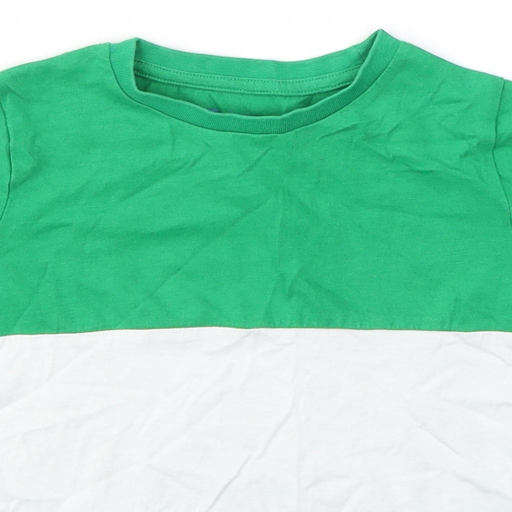 TU Boys Green Striped Cotton Basic T-Shirt Size 5 Years Round Neck