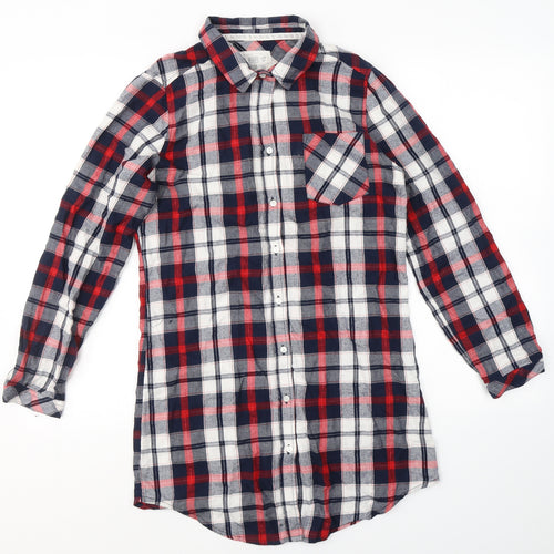 F&F Womens Blue Plaid Cotton Top Pyjama Top Size 6