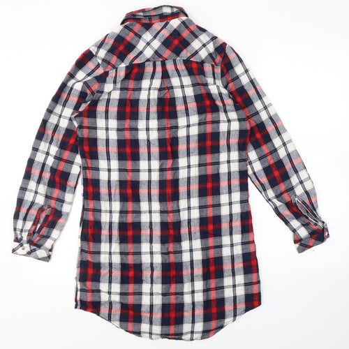 F&F Womens Blue Plaid Cotton Top Pyjama Top Size 6