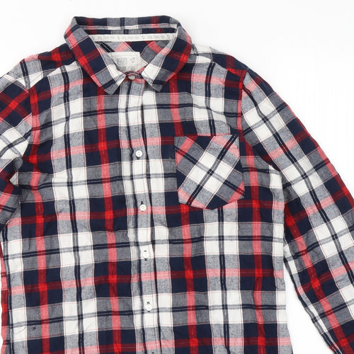 F&F Womens Blue Plaid Cotton Top Pyjama Top Size 6
